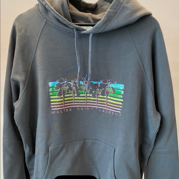 AUTHENTIC YSL YVES SAINT LAURENT GREY MALIBU HOODIE SWEATSHIRT M and L - Picture 6 of 6